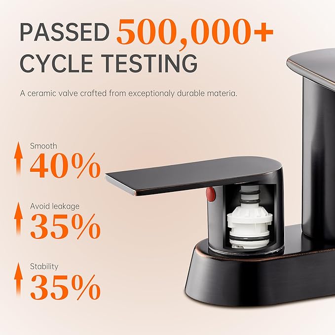 Waterfall Bathroom Sink Faucet 4 Inch Faucet 2 Handle Lead-Free Oil Rubbed Bronze, Bathroom Faucets with Pop Up Drain, 2 or 3 Holes Bathrooms Basin Lavatory Mixer Tap with Deck Mount Plate