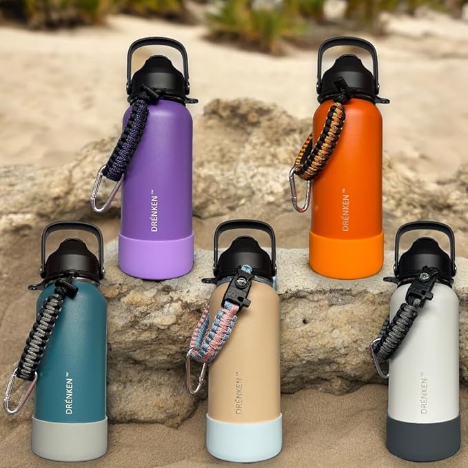 Water Bottle, Insulated water bottle, Stainless steel water bottle for kids men women Sports water bottle 32 oz Water bottle with straw Insulated Flask (Blue)