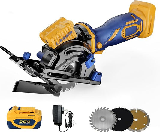 Mini Circular Saw Compatible with DeWalt 20V Max Battery,3-1/2" Brushless Cordless Round Saw Kit w/4Ah Battery & 1.5A Charger,Laser Guide,3200 RPM,Ideal for Wood,PVC,Metal