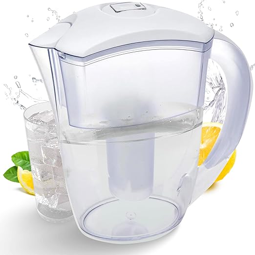 Purified Clean Crystal-Clear Water Filter Pitcher: Experience Enhanced Extraordinary Refreshing Hydration, Enjoying Convenience, Efficient and Quality You Deserve (White - 2.4 LTS)