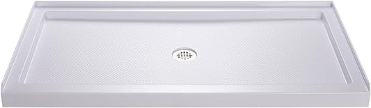 DreamLine SlimLine 30 in. D x 60 in. W x 2 3/4 in. H Center Drain Single Threshold Shower Base in White, DLT-1130600