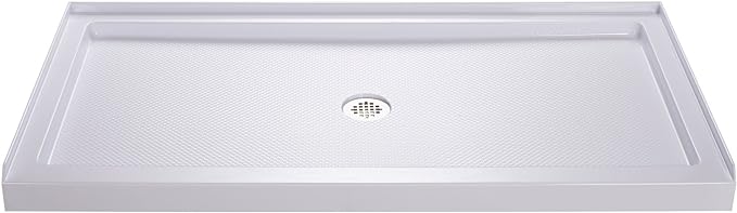 DreamLine SlimLine 32 in. D x 60 in. W x 2 3/4 in. H Center Drain Single Threshold Shower Base in White, DLT-1132600