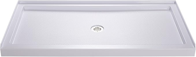 DreamLine SlimLine 34 in. D x 54 in. W x 2 3/4 in. H Center Drain Single Threshold Shower Base in White, DLT-1134540