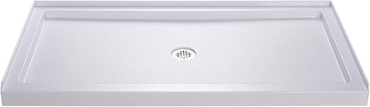 DreamLine SlimLine 34 in. D x 54 in. W x 2 3/4 in. H Center Drain Single Threshold Shower Base in White, DLT-1134540