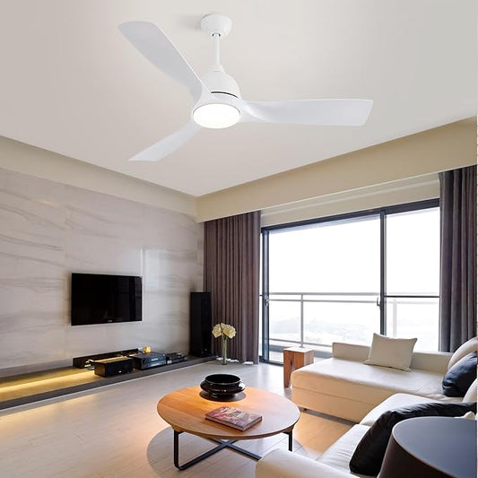 NicBex Ceiling Fan 54 Inch Indoor Modern Ceiling Fans with Lights and Remote Control Reversible Ceiling Fan with 3 ABS Blades and Double Finish for Living Room, Bedroom, White