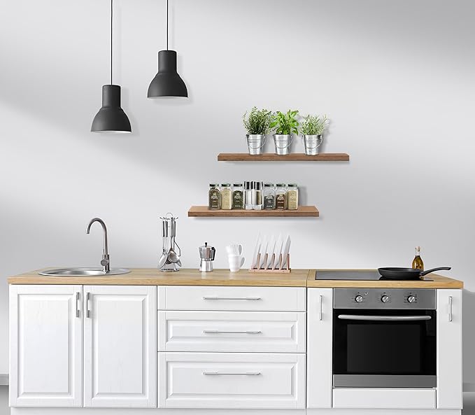 Sorbus Floating Shelves for Wall - 24" Bathroom Shelves, Wall Decor for Bedroom, Kitchen, Living Room, Home Decor & Book Storage - Mounted Floating Shelf with Invisible Brackets (Mahogany, 3 Pack)