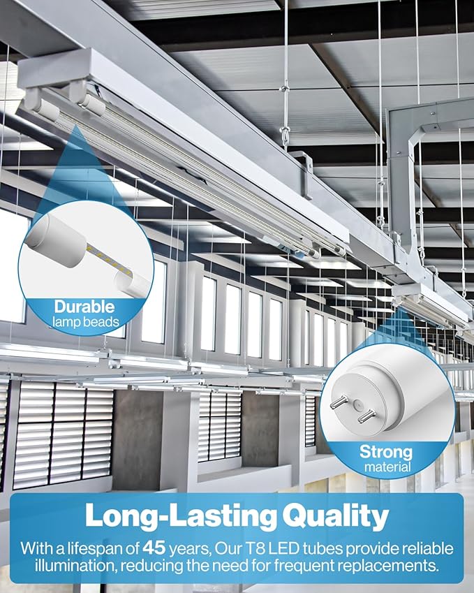 Sunco 10 Pack T8 LED Bulbs 4 Foot, 48 Inch Tube Light Bulbs Fluorescent Replacement, Single or Double Ended Hybrid Type A+B, 2400 LM, 20W, 6000K Daylight Deluxe, Frosted Lens ETL