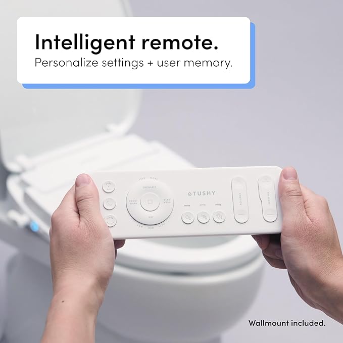 TUSHY Cloud+ Electronic Bidet Heated Toilet Seat (Intelligent Remote w/Personal Settings, Warm Water, Air Dryer, Automatic Deodorizer & Night Light), Elongated