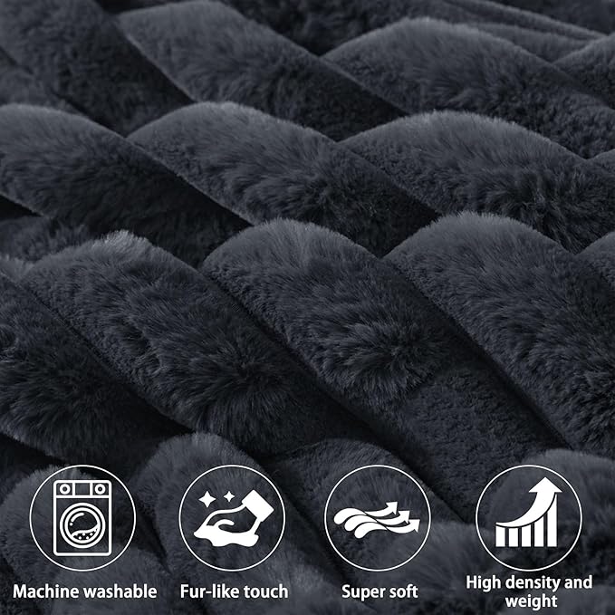 Faux Fur Headboard Pillow with 2 Pack Neck Roll Pillow Large Headboard Pillow Soft and Supportive with Removable Cover (Grey, Twin)