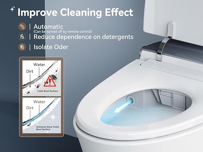 Smart Bidet Toilet with Auto Open/Close Lid, Touchless Auto Flush, Smart Toilet with Bidet Built in Elongated Heated Seat, Instant Warm Water & Dryer, Digital Display