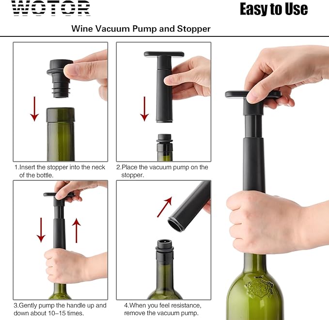 Wine Saver Vacuum Pump with 20 Stoppers, Wine Stopper, Wine Preserver, Reusable Bottle Sealer Keeps Wine Fresh