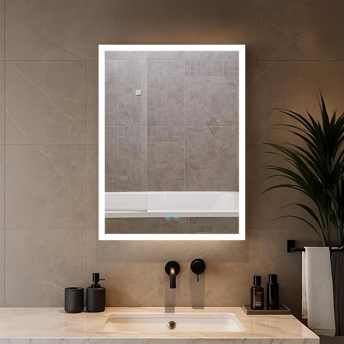 Blossom LED Lighted Mirror Medicine Cabinet, 24x32 Inch, Right Hinge | Wall Mounted Recessed or Surface Bathroom LED Medicine Cabinet with Mirror, Makeup Mirror with Lights | Defogger, 3 Color Dimmer