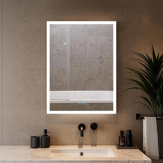 Blossom LED Lighted Mirror Medicine Cabinet, 24x32 Inch, Left Hinge | Wall Mounted Recessed or Surface Bathroom LED Medicine Cabinet with Mirror, Makeup Mirror with Lights | Defogger, 3 Color Dimmer