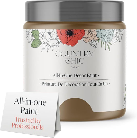 Country Chic All-in-One Chalk Paint for Furniture, Cabinets, Home Decor, Eco-Friendly, Matte Finish, Built-In Primer & Top Coat for Wood, Metal - Driftwood (Brown) - 8 oz (237 ml)