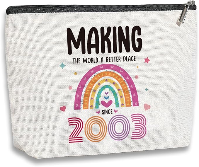 21st Birthday Gifts for Her, 21 Years Old Birthday Gifts Makeup Bag for Friend, Sister, Daughter, Her, Travel Toiletry Makeup Organizer Zipper Pouch - Making The World a Better Place Since 2003