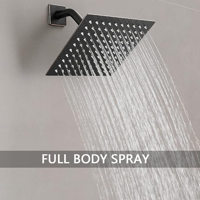 Shower Faucet Set Oil Rubbed Bronze, Bathroom Rainfall Shower System with Stainless Steel Rain Shower Head, Single Function Shower Trim Kit with Rough-in Valve