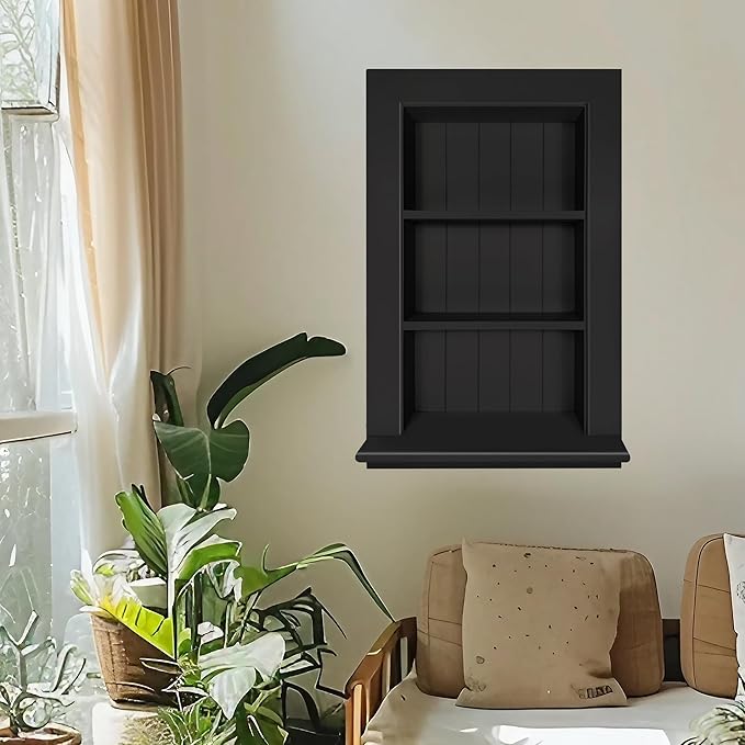 Royxen Black Bathroom Recessed Medicine Cabinet, 14 x 24 Inch, 3-Tier