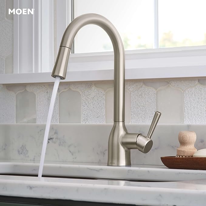 Moen Adler Spot Resist Stainless One-Handle High Arc Pulldown Kitchen Faucet with Power Clean, 87233SRS