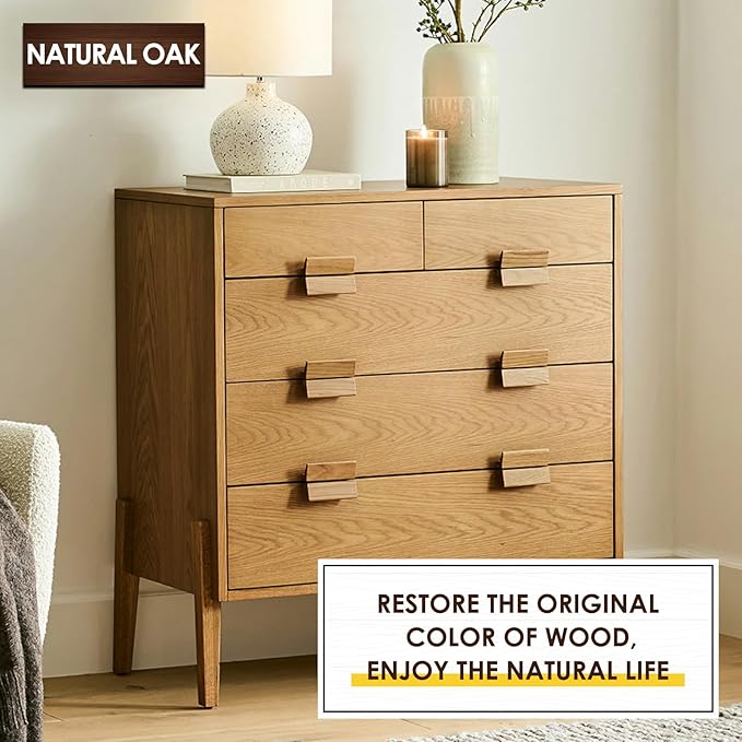 DWIL Water Based Wood Stain - Multiple Finishes, Fast Drying, Indoor and Outdoor Furniture, Wood Paneling, Cabinets and More, Low Odor ＆ Non-Toxic (8.5oz Natural Oak)-with Tools