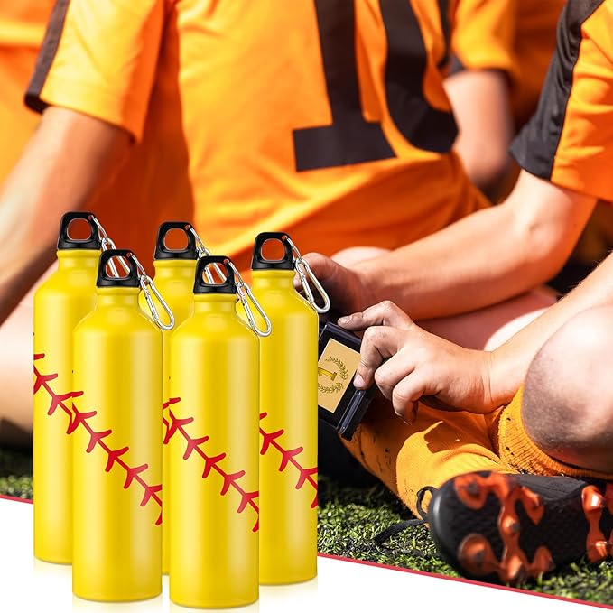 Uiifan 12 Pcs Softball Gift Leak Proof Aluminum Water Bottle Lightweight Bike Water Bottle Reusable Water Bottle with Twist Cap Buckle Travel Sports Bottle Softball Accessories for Camping Gym