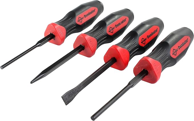 Mayhew Tools 14050 Punch and Chisel Set, 4-Piece Demo Tool Set, Black Oxide Finish