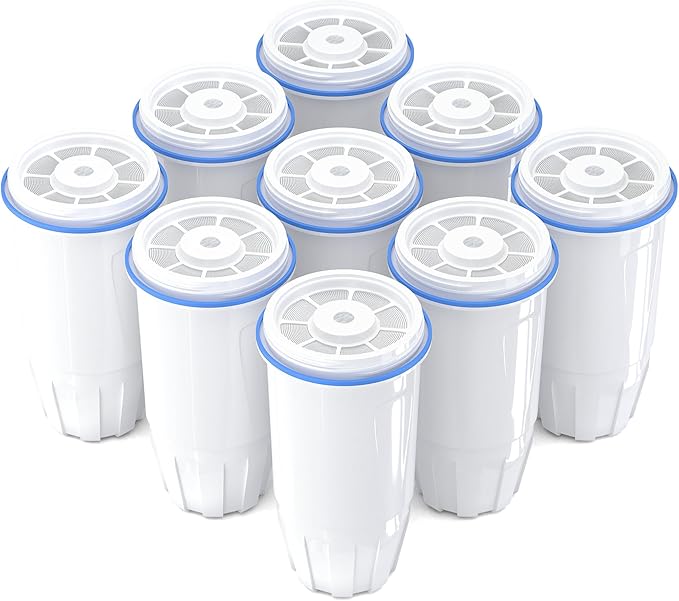 Upgraded Water Filter Replacement Fit for Zero Pitcher and Dispenser ZR-001 ZR-004 ZP-006 ZR-017, Six-Stage Filter System, Effectively Reducing Lead, Chromium, PFOA, and PFOS Contaminants, 9 Packs