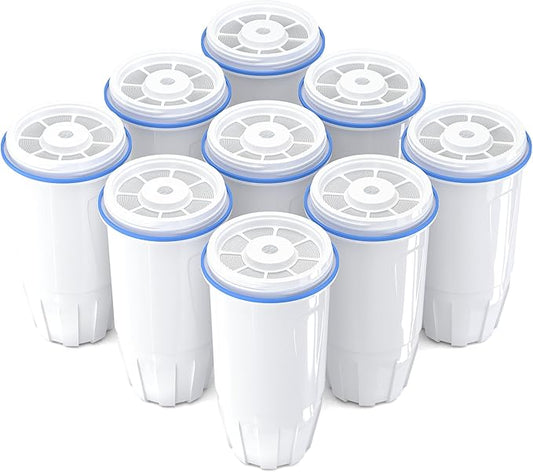 Upgraded Water Filter Replacement Fit for Zero Pitcher and Dispenser ZR-001 ZR-004 ZP-006 ZR-017, Six-Stage Filter System, Effectively Reducing Lead, Chromium, PFOA, and PFOS Contaminants, 9 Packs