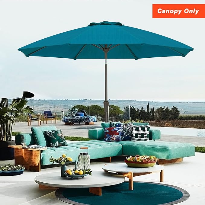 MASTERCANOPY 10-Year-Non-Fading 9FT Patio Umbrella Replacement Canopy-Forest Green Canopy Only