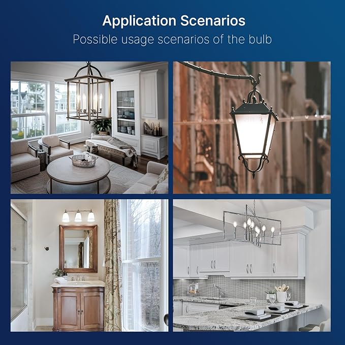 FLSNT 100W Equivalent LED Chandelier Light Bulbs E26 Base, 5000K Daylight Dimmable LED Candelabra Bulbs, 800LM, 6 Pack UL,CA65 Listed.