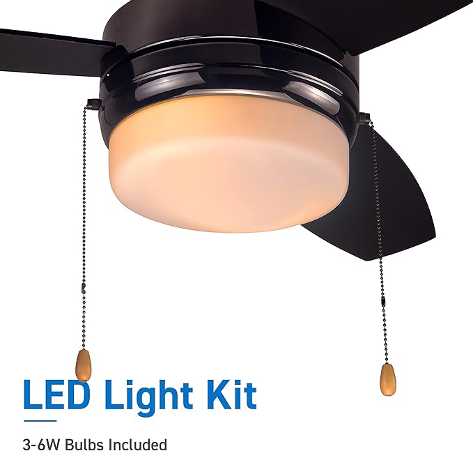 COMMERCIAL COOL 42” Modern Ceiling Fan with Lights, Cools up to 175 Sq. Ft.,Ideal for Medium Sized Rooms,Featuring 3 Air Flow Speeds with Dual Chain,3 Reversible Dual Finish Blades in Black & Graphite