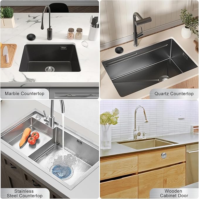 Garbage Disposal Air Switch Kit, Garbage Disposal Button Brushed Nickel, Sink Top Waste Disposer On/Off Switch, UL Listed Air Switch Compatible with All Garbage Disposals (Chrome Silver)