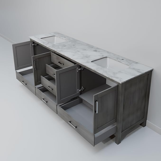 Big Sur 80 in. W x 22 in. D Distressed Grey Double Bath Vanity and Carrara Marble Top