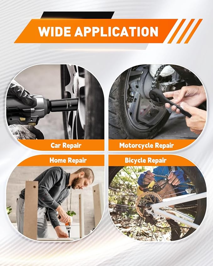 COMOWARE 83pcs 1/4” Drive Socket Set, 5/32”-9/16” SAE, 4-15mm Metric, CR-V Mechanic Tool Set, 72T Ratchet Wrench, Socket Wrench Sets with Adapter, Ratchet Sets for Auto Repairing & Home Use