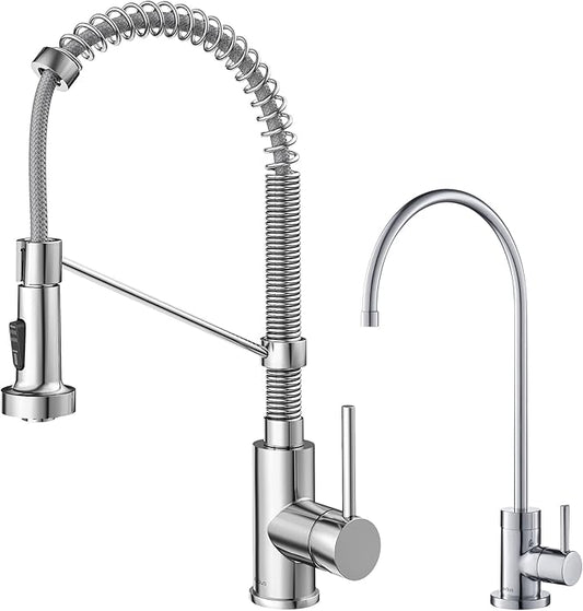 Kraus KPF-1610-FF-100CH Bolden Commercial Style Pull-Down Kitchen Purita Water Filter Faucet Combo, Chrome