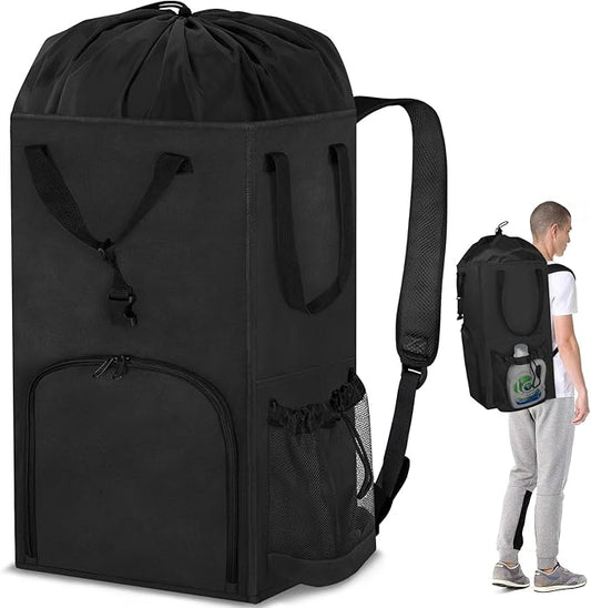 Laundry Bag Backpack Extra Large, 110L Laundry Backpack Heavy Duty with Shoulder Straps, Collapsible and Mesh Pocket Dorm Laundry Basket Hamper Bag for College, Travel, Laundromat, Apartment Black