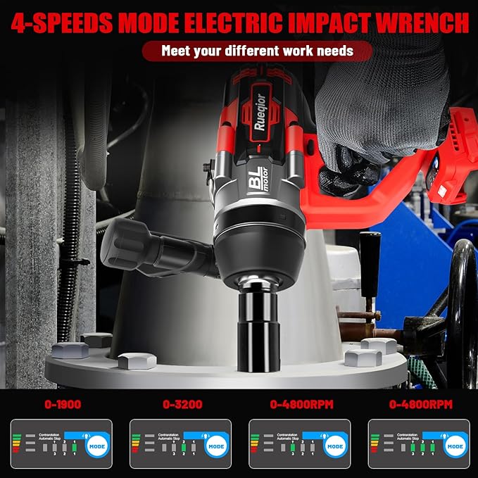 Cordless Impact Wrench 1" for Milwaukee 18V Battery, Impact Wrench 2250FT-LBS(3000N.m) High Torque Brushless Electric Impact, with 4 Modes Power Impact Driver for Car, Truck, Mower (No Battery)
