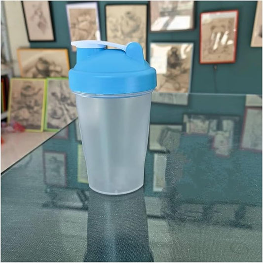 Shaker Bottle for Protein Powder w. Classic Loop Top & BPA free,Secure Screw-On Lid, Stay Open Flip Cap,BPA Free-16oz (Blue/Clear-16Oz-400ML)