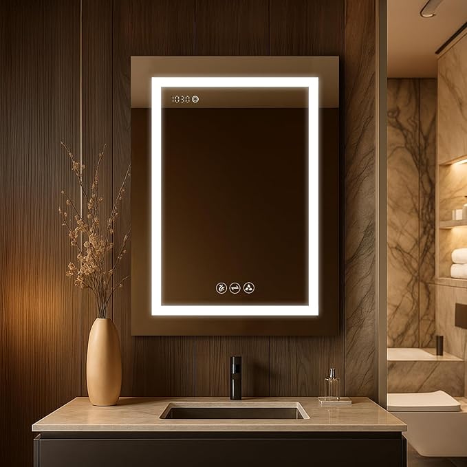 Blossom LED Medicine Cabinet with Mirror, 24x32 In | Lighted Bathroom Mirror Medicine Cabinet with Defogger | Recessed or Surface 3X Makeup Mirror, 3 Color Dimmer, Outlets & USB | A2(M)-24-Right Hinge
