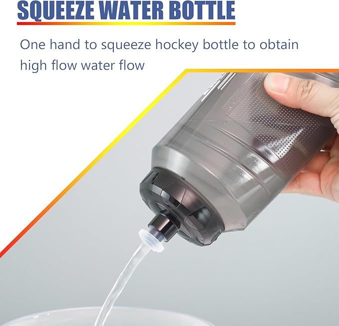 GIFUBOWA 1L Squeeze Water Sports Bottle 1 Liter Hockey Bottles 2 Pack - Easy Grip Design