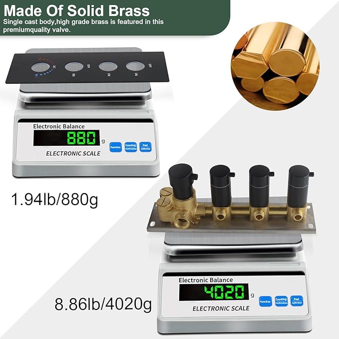 Enga Thermostatic Shower Faucet Set (Eco-Performance), 16 Inch Ceiling Mount Shower Head with 6 Inch Wall Mount Shower Head Dual Shower Faucet Set, All Functions Can operate Simultaneously