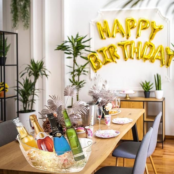 2 PCS Ice Bucket,Acrylic Ice Buckets for Parties,5.5L Extra Large Clear Champagne Beer Tub Mimosa Bar Supplies Kit Wine Beverage Bucket with Corkscrew&Scoop for Wine Cocktail Bar(Clear)