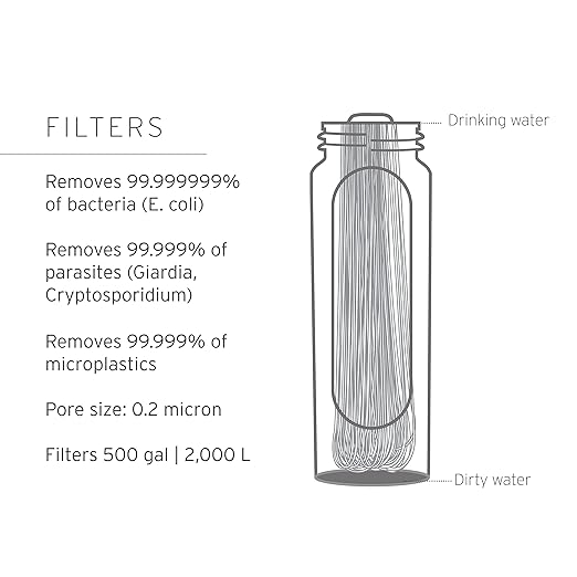 LifeStraw Peak Series - Collapsible Squeeze Bottle Water Filter System – 650ml for Trail Running, Through Hiking, Travel, Cycling, and Fishing, Dark Mountain Gray