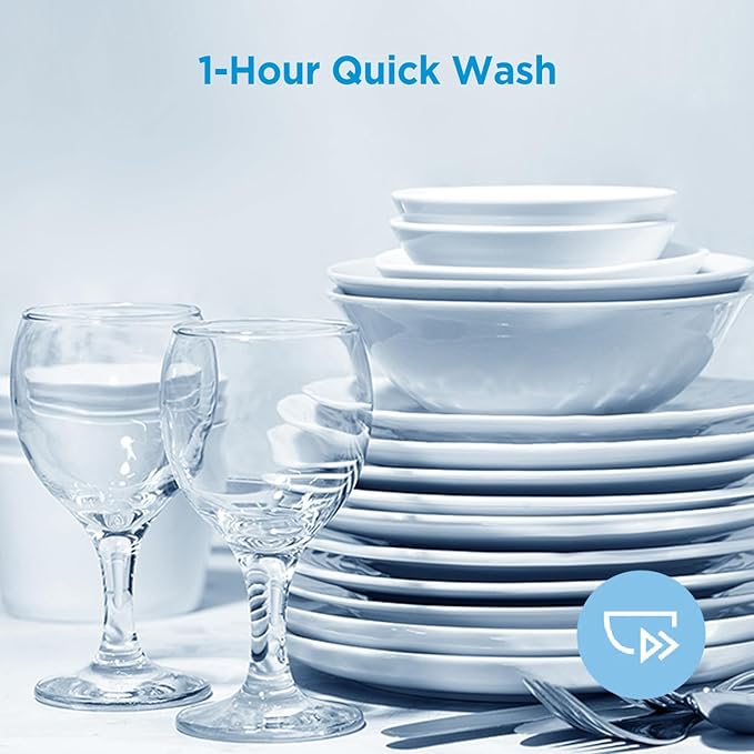 Midea MDF18A1ABB Built-in Dishwasher with 8 Place Settings, 6 Washing Programs, Stainless Steel Tub, Heated Dry, Energy Star, Black