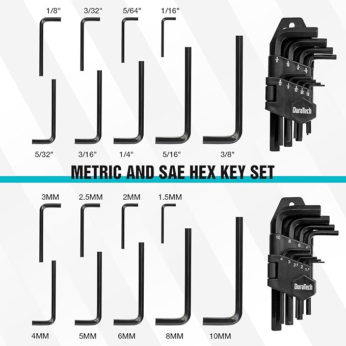 DURATECH 121-Piece Mechanics Tool Kits, Include SAE/Metric Sockets Set, 72-Tooth Drive Ratchet, 40-in-1 Magnetic Screwdriver, and Hex Keys with Carrying Tool Box for Auto Repair