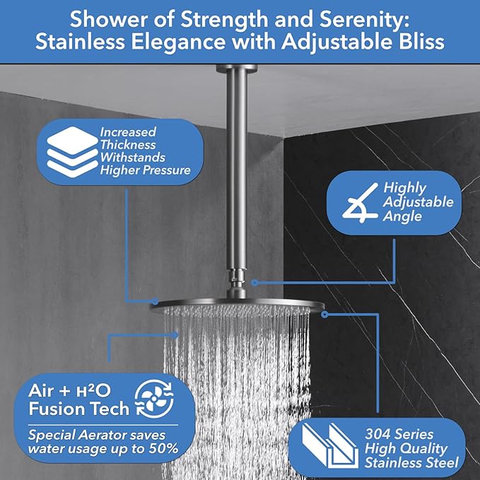 VANFOXLE Shower Faucet Set Brushed Nickel Shower System,Push Button Diverter Shower Faucet with 2 in 1 Handheld,Ceiling Mount 10 Inch Shower Head with 4 PCS Dual Modes Body Jets(2 Inch)