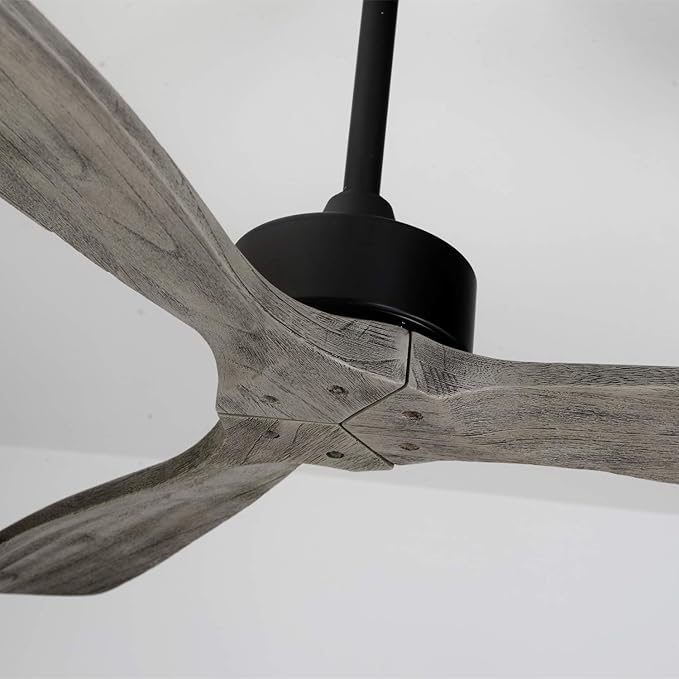 Bigzone 52" Modern Ceiling Fans Without Lights, Energy Saving DC Motor, 3 Solid Wood Blade, Ceiling Fan With Remote Control,Reversible Blades