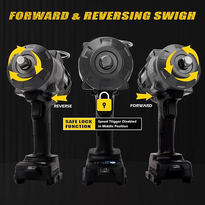 Cordless Impact Wrench 1/2" for Dewalt 20V Battery, Impact Wrench 1500FT-LBS(2000N.m) High Torque Brushless Electric Impact, with 4 Modes Power Impact Driver for Car, Truck, Mower (No Battery)
