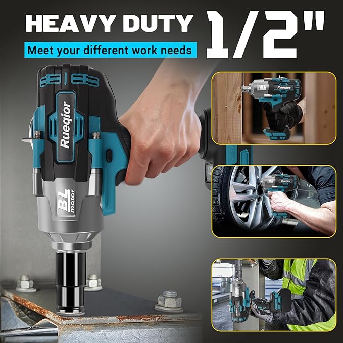 Cordless Impact Wrench 1/2" for Makita 18V Battery, Impact Wrench 1500FT-LBS(2000N.m) High Torque Brushless Electric Impact, with 4 Modes Power Impact Driver for Car, Truck, Mower (No Battery)