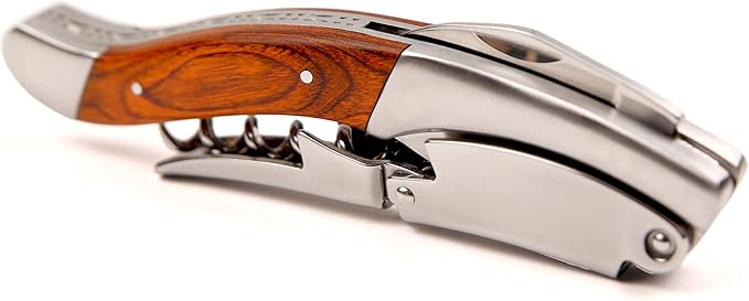 Semecca® Corkscrew Wine Opener, Waiter's Corkscrew, Double Stage, The perfect Wine Opener and Wine key, Wine Bottle Shaped Wooden Box, Gift for Wine Lovers (Rosewood)