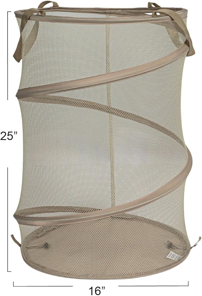 Household Essentials Pop-Up Mesh Laundry Hamper, Beige
